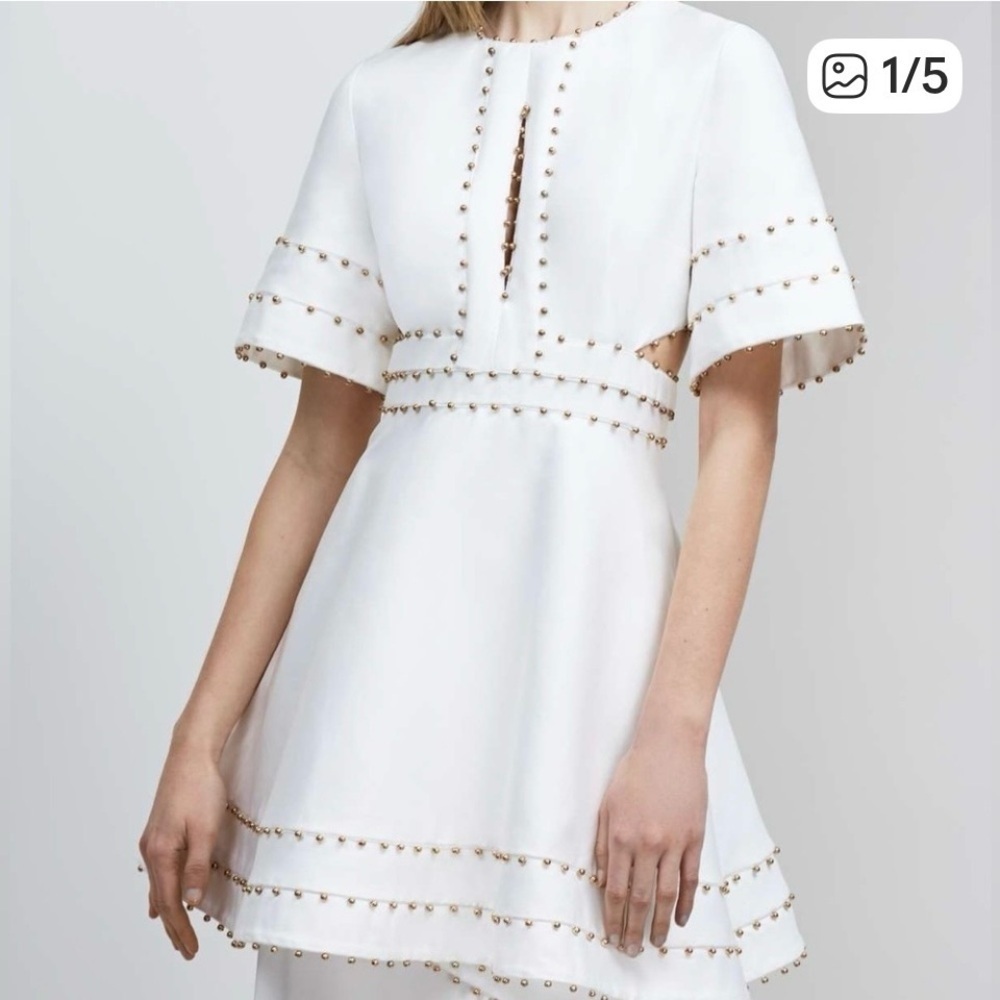 Keepsake The Label All In Love Flare White Dress with Gold Accents